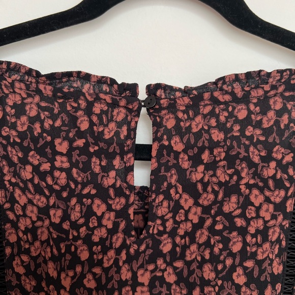Anthropologie (S) Nichola Peplum Blouse Romantic Black Pink Floral Boho Fairy - Picture 8 of 11
